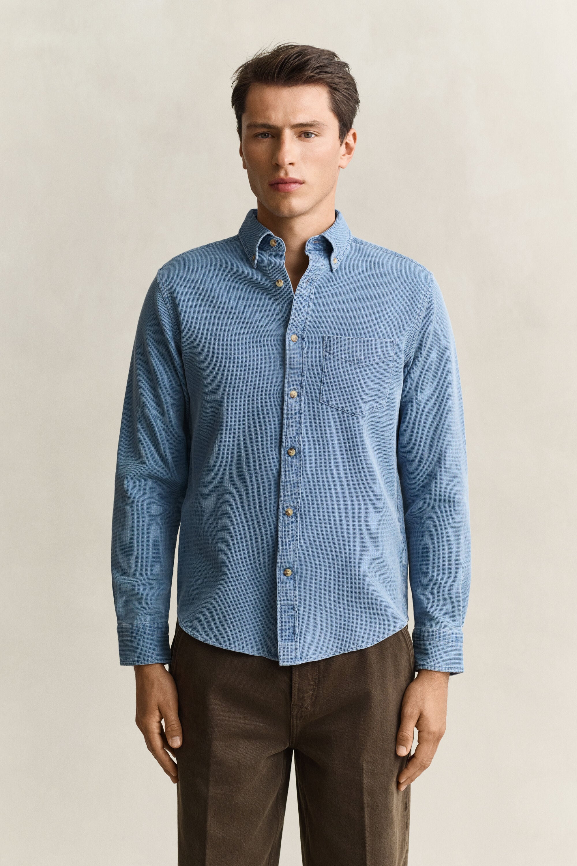 Chemise indigo gaufrée