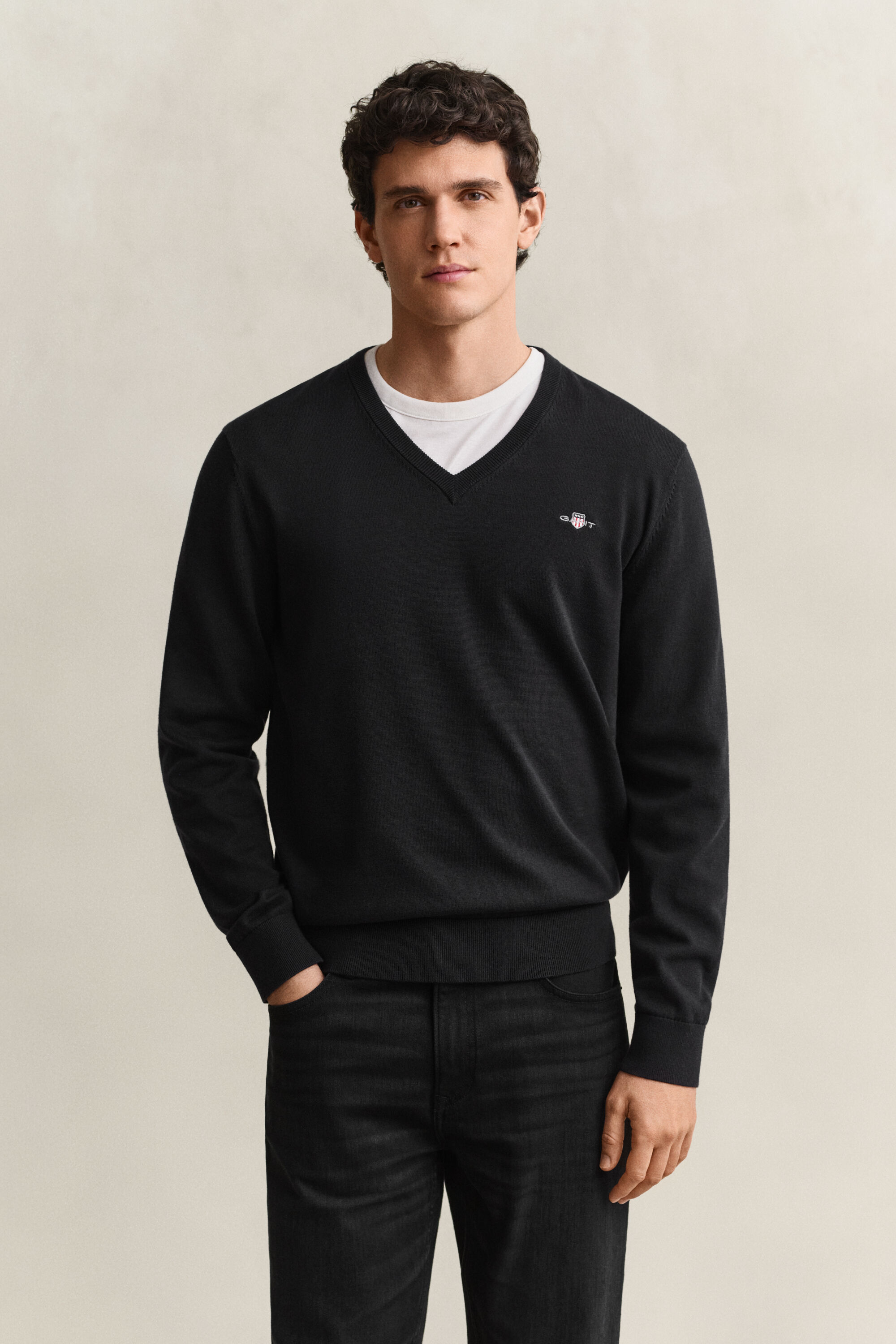 Pull col V en coton