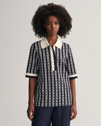 Polo &agrave; manches mi-longues Chain Jacquard