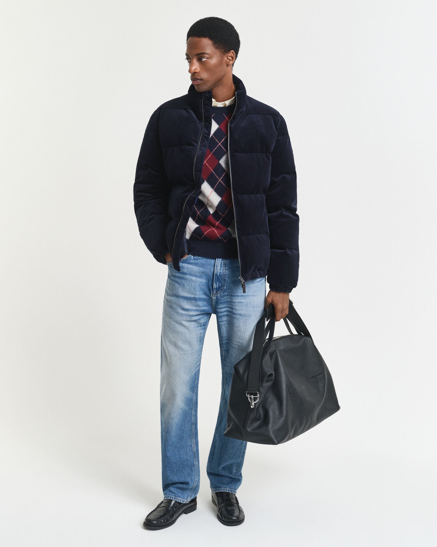 Pull col rond à motif argyle