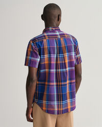 Chemise regular fit &agrave; carreaux madras color&eacute;s et manches courtes