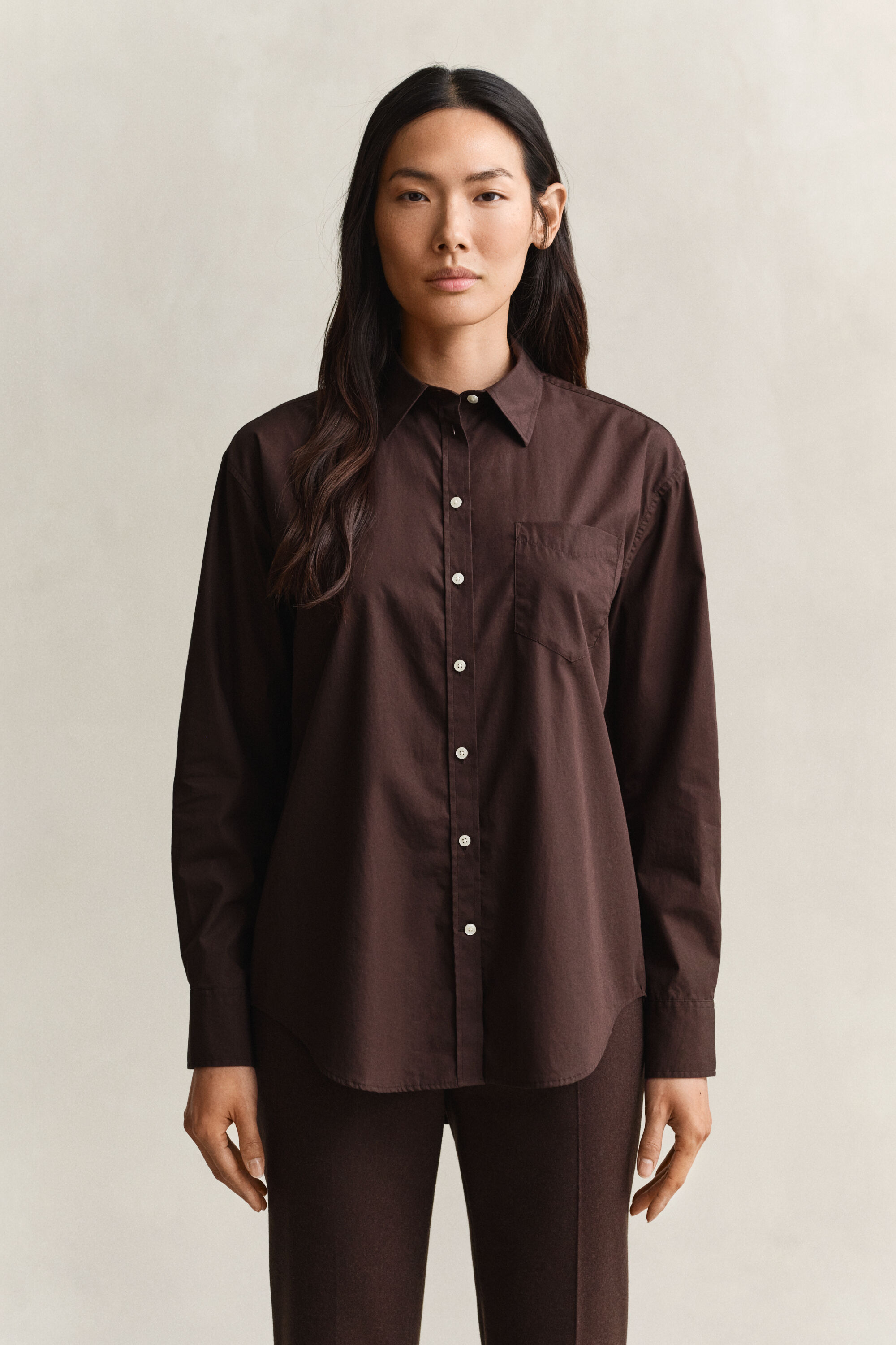 Chemise coupe décontractée en popeline classique