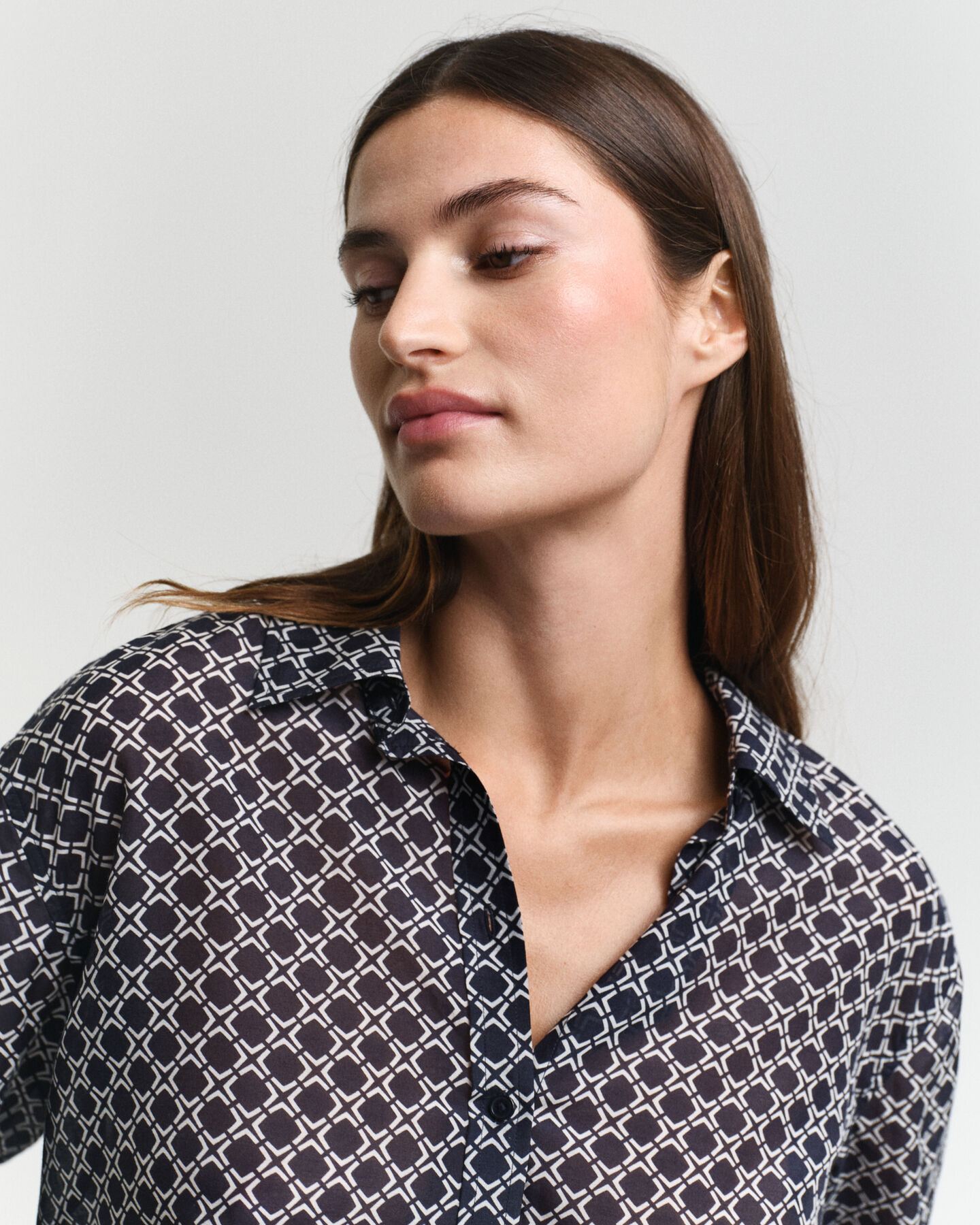 Chemise relaxed fit en coton et soie Geometric