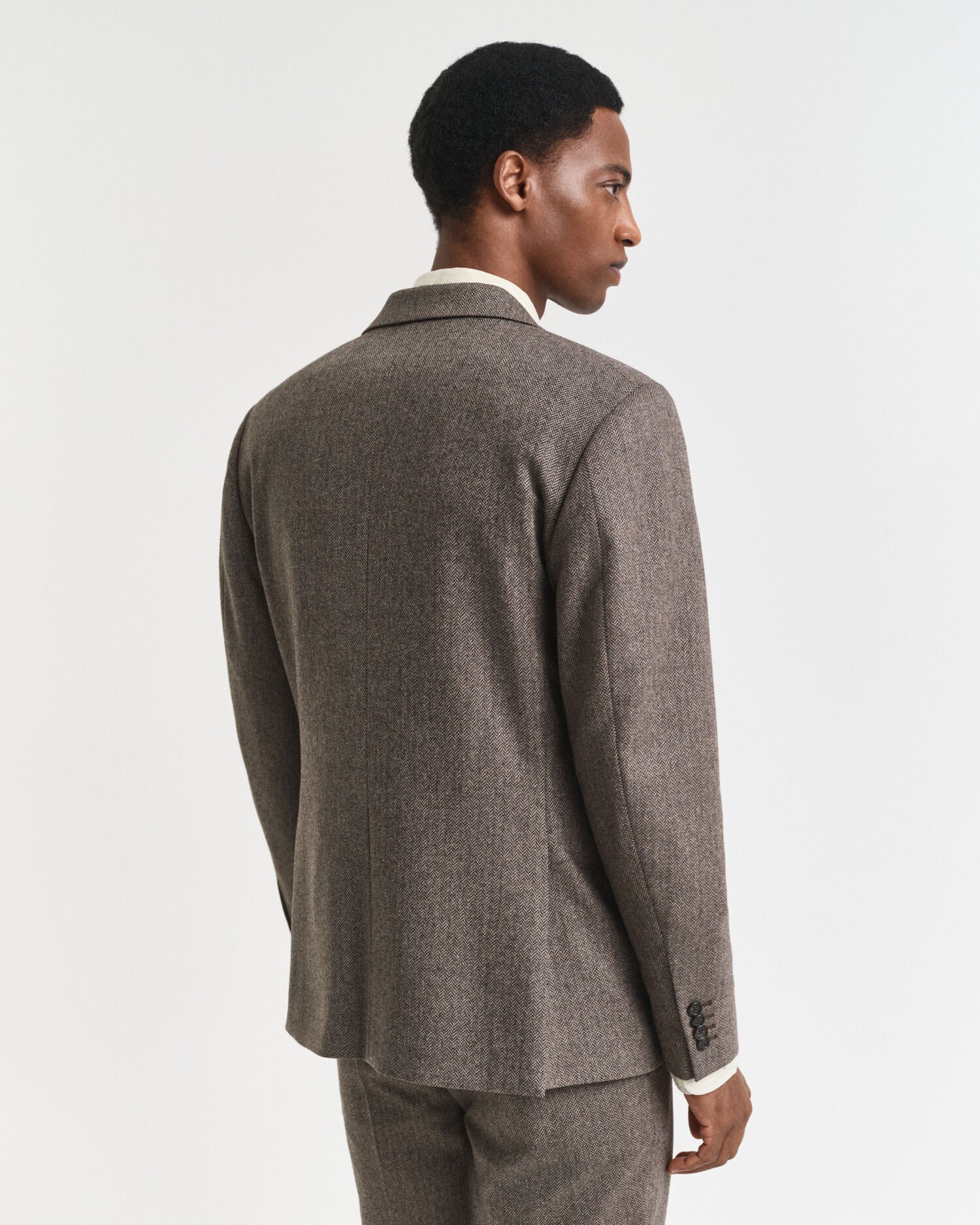 Veste de costume coupe slim en flanelle à chevrons