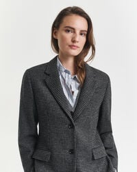 Veste blazer coupe regular en laine à motif pied-de-poule