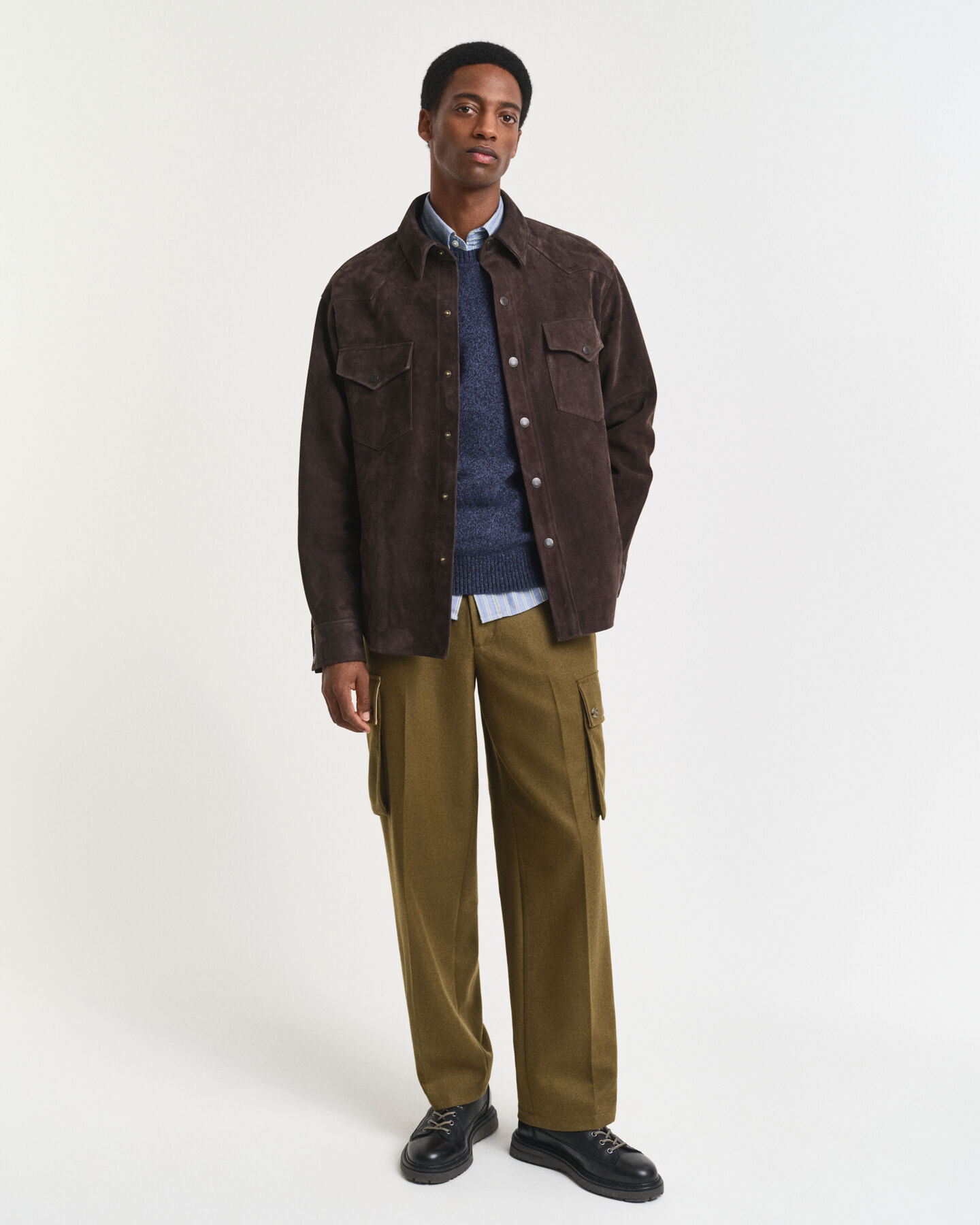 Pull col rond en laine mélangée moulinée