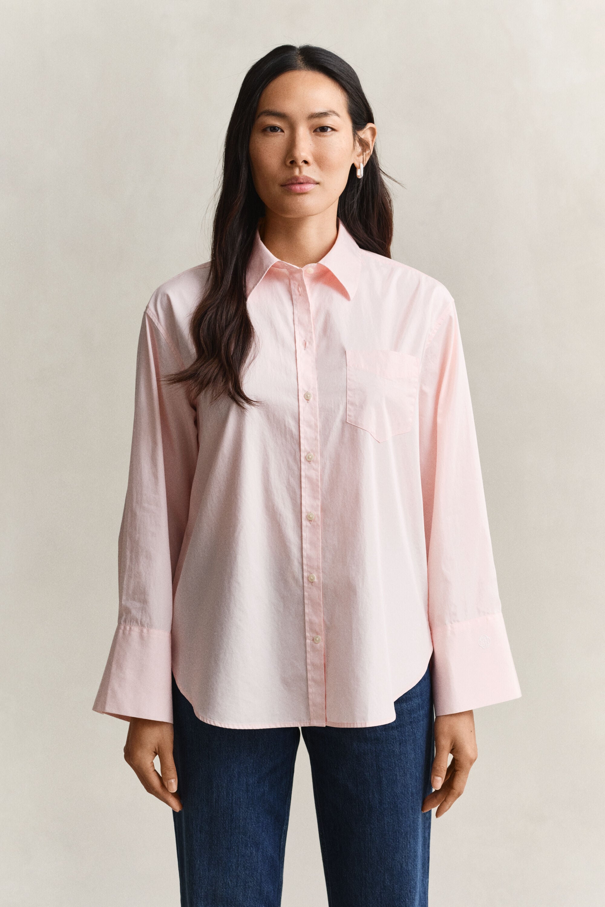 Chemise classique à manches larges en popeline