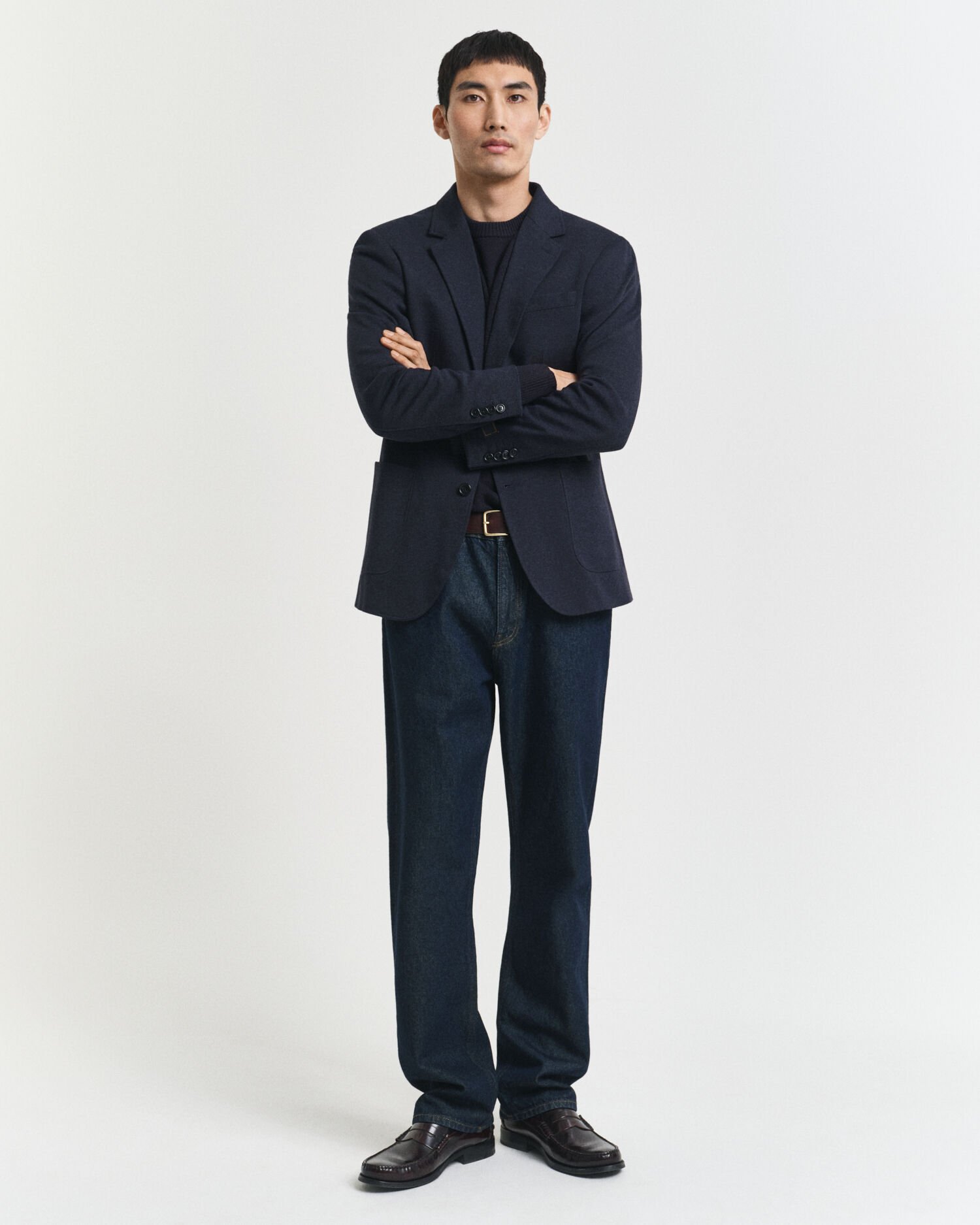 Veste blazer coupe slim en jersey piqué bicolore