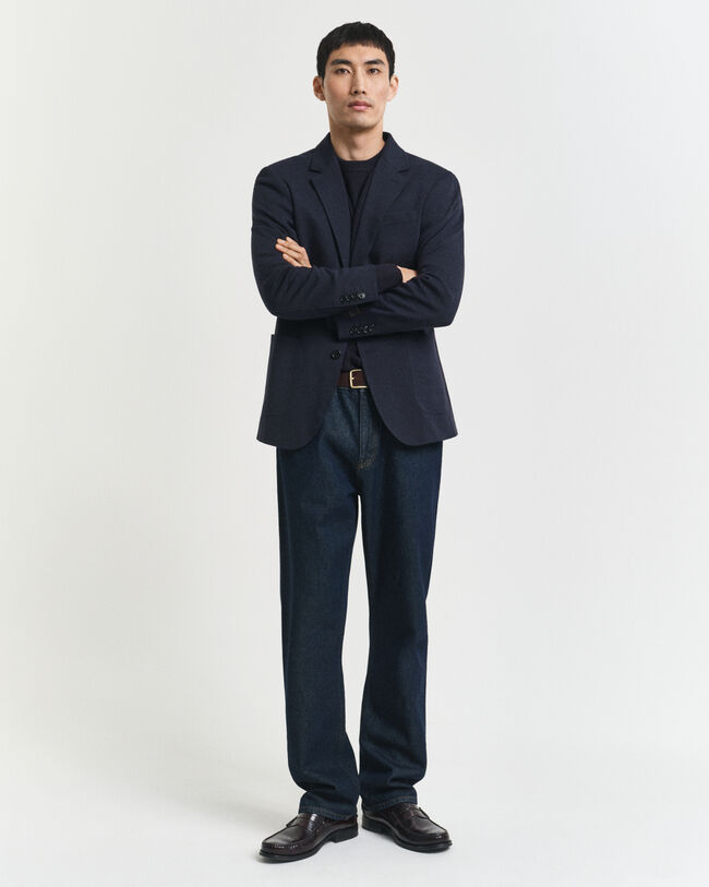 Veste blazer coupe slim en jersey piqué bicolore