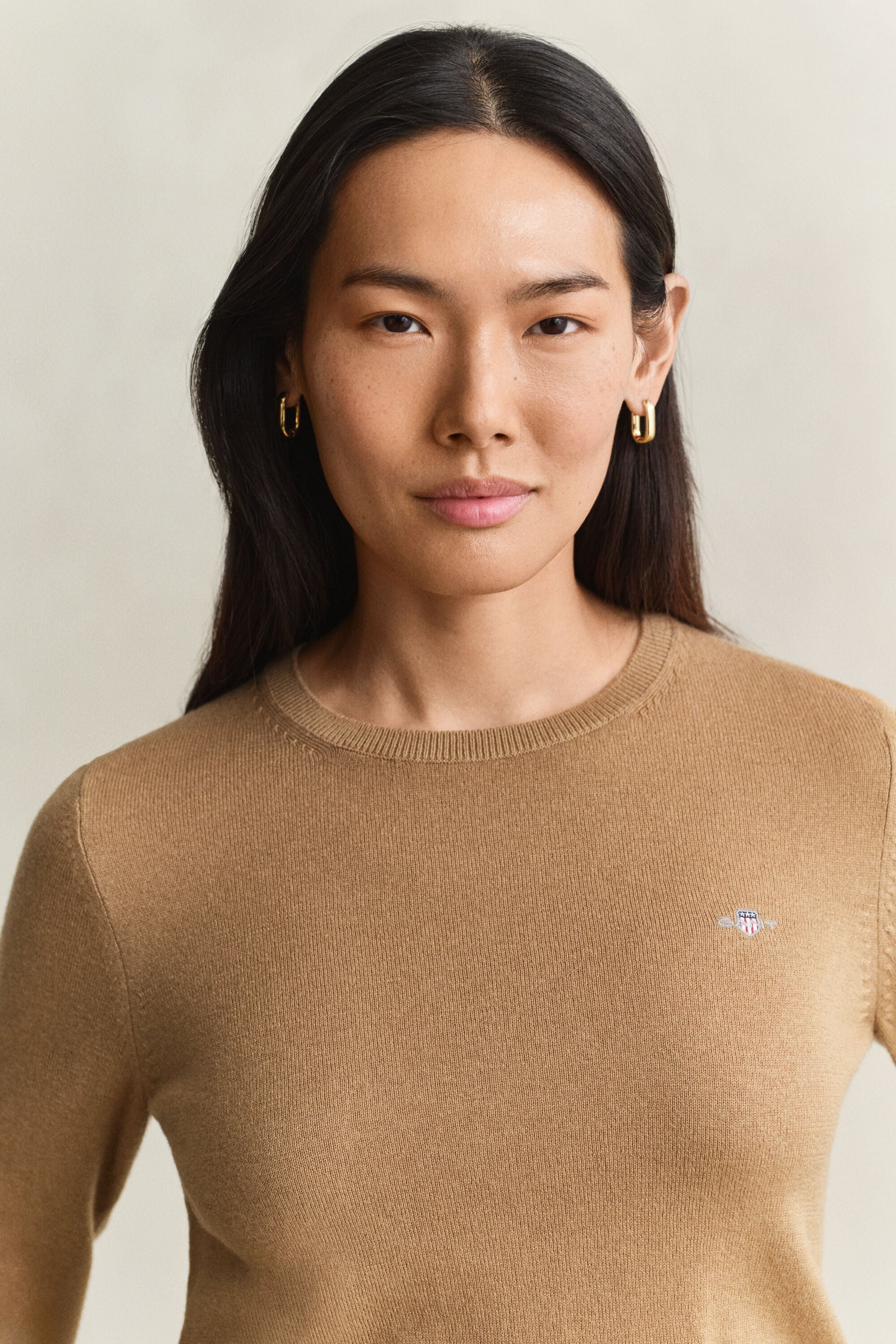 Pull col rond en laine et coton
