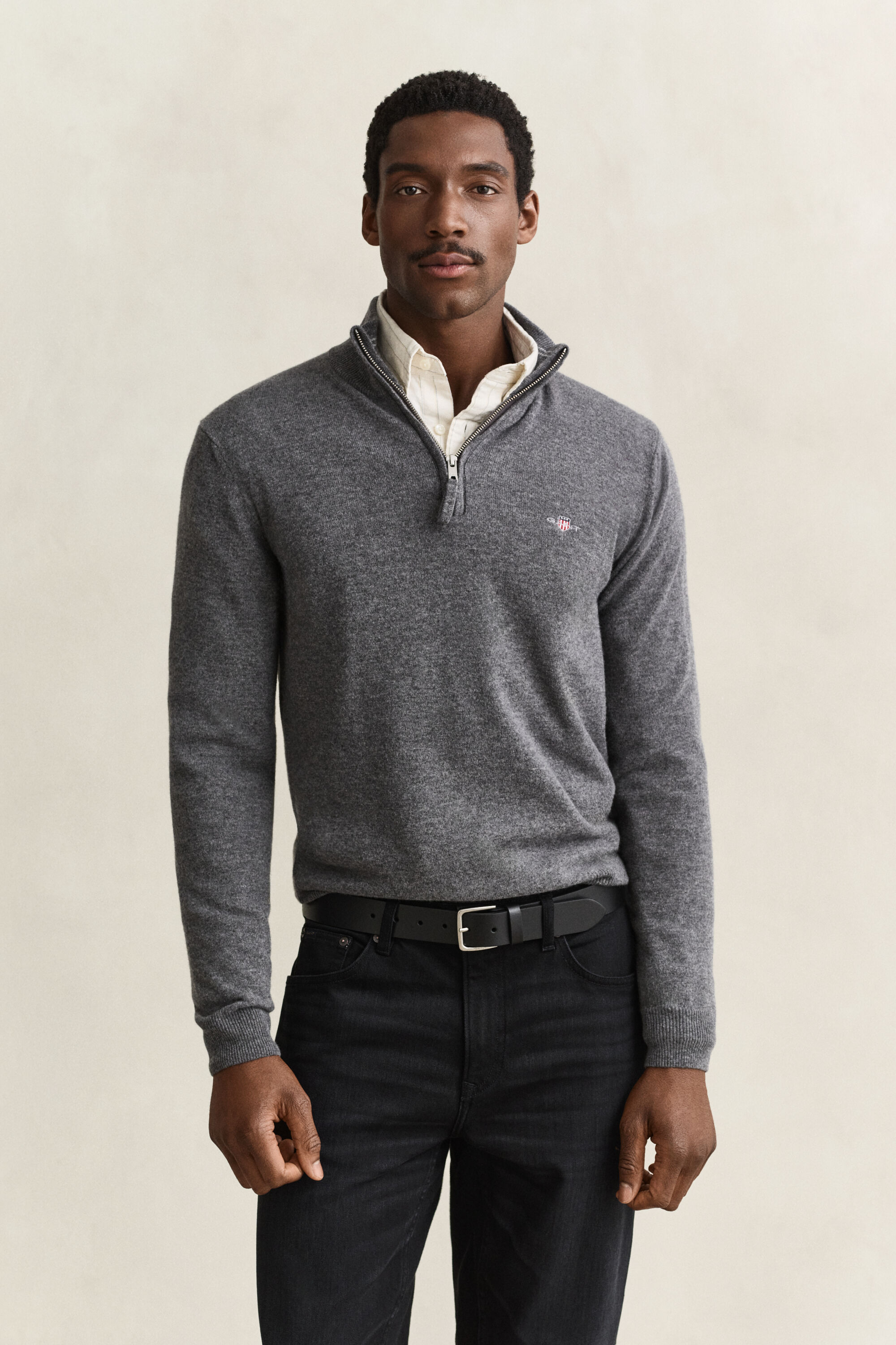 Pull à demi-zip en laine d’agneau