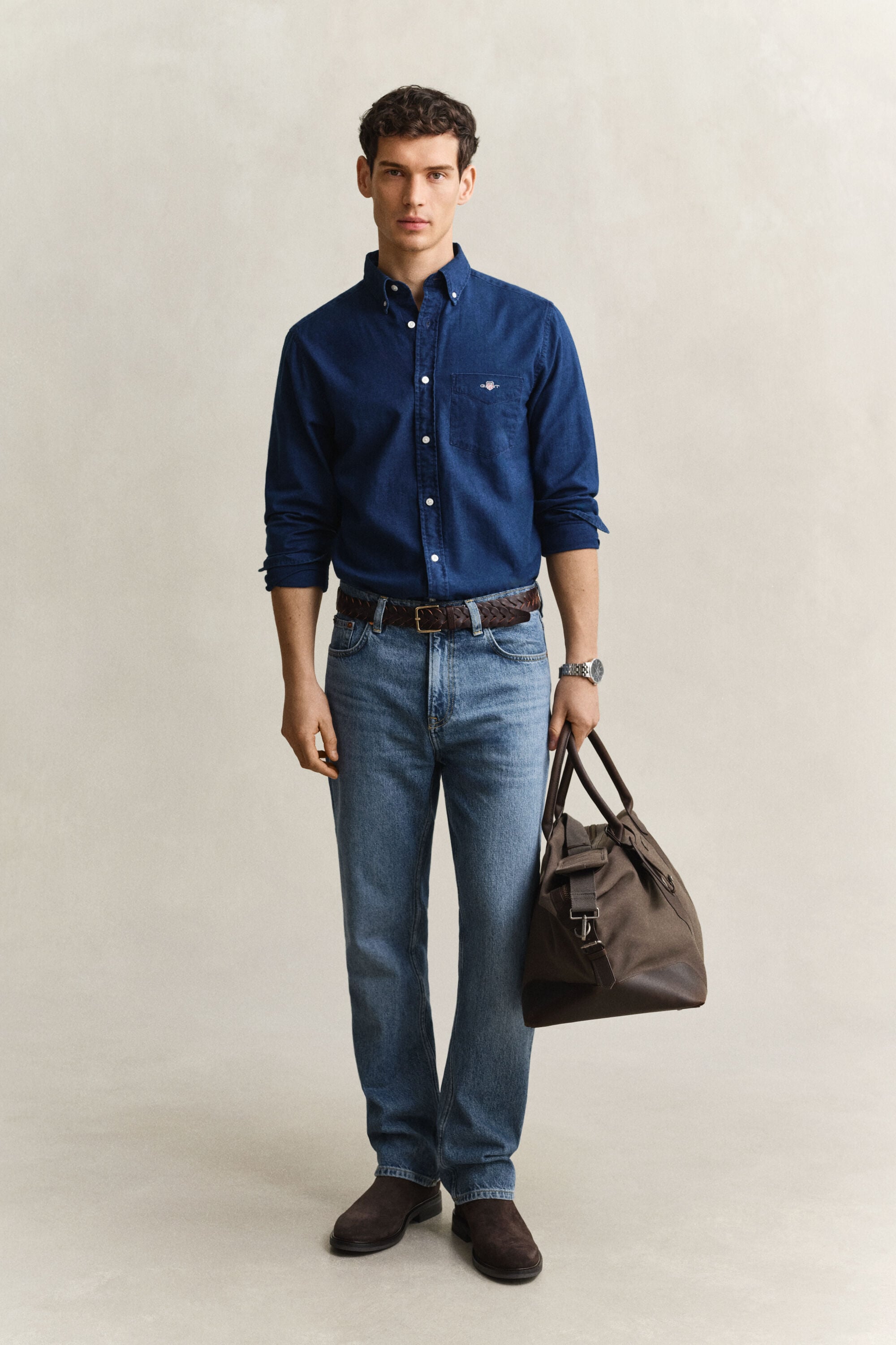 Chemise en coton Oxford indigo