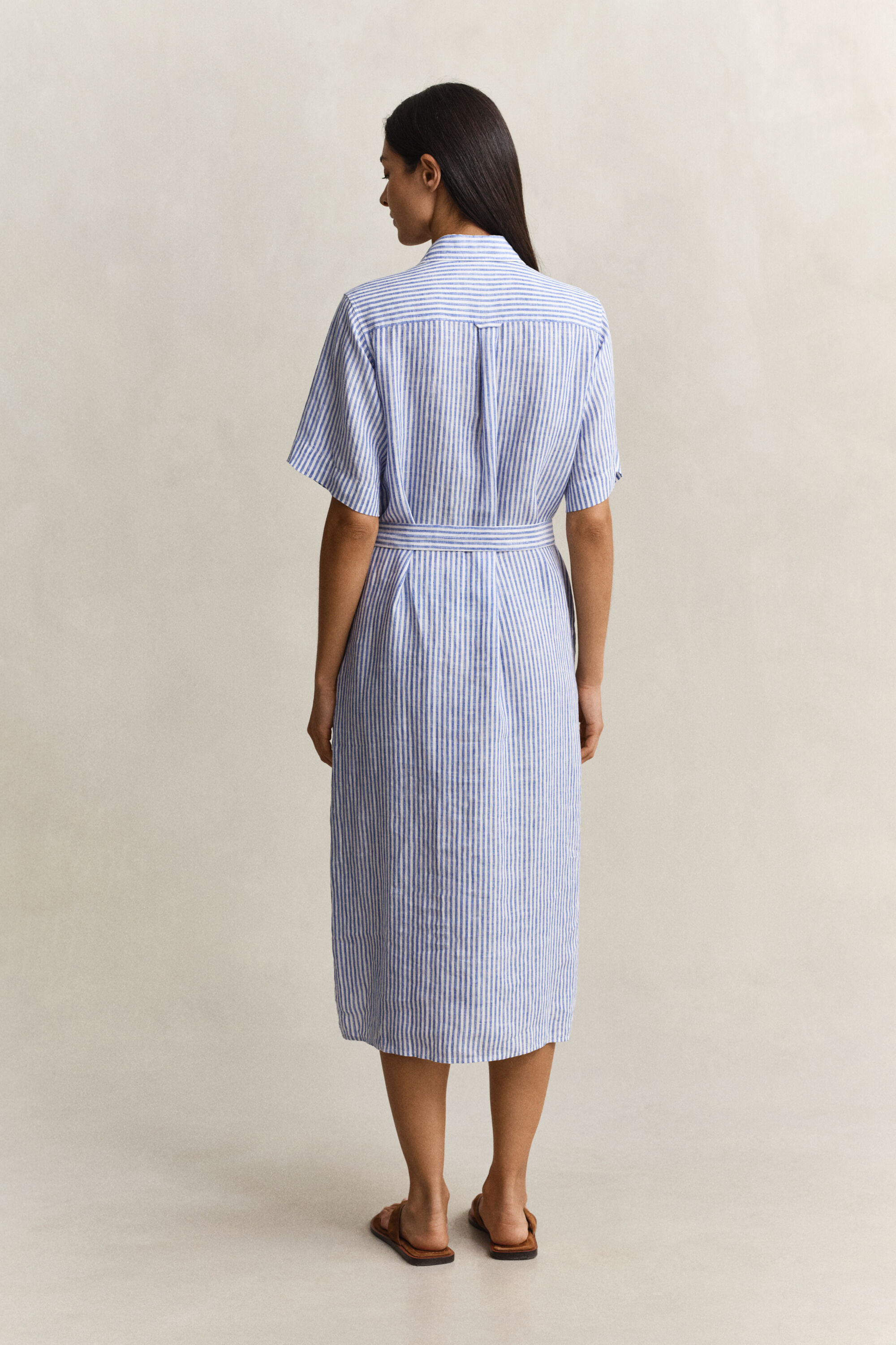 Robe-chemise en lin à rayures