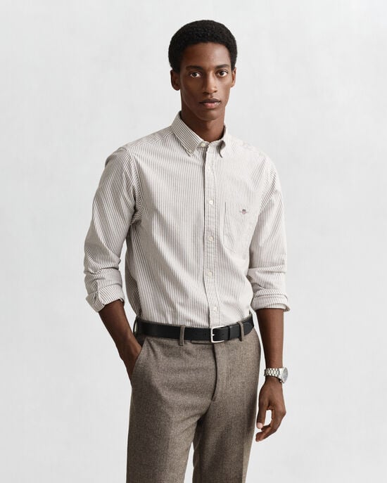 Chemise coupe regular en coton Oxford classique à rayures Banker