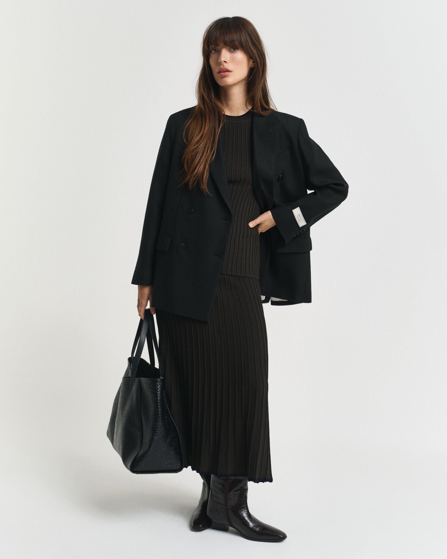 Pull côtelé contrastant à manches courtes