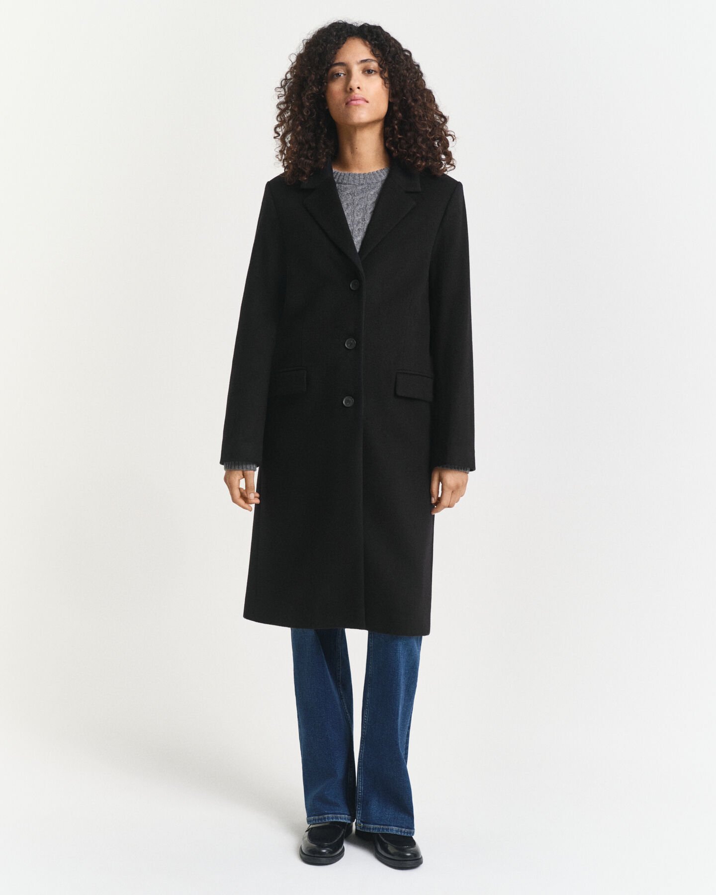 Manteau ajusté classique en laine mélangée
