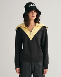 Sweat-shirt &agrave; demi-zip en colour-block