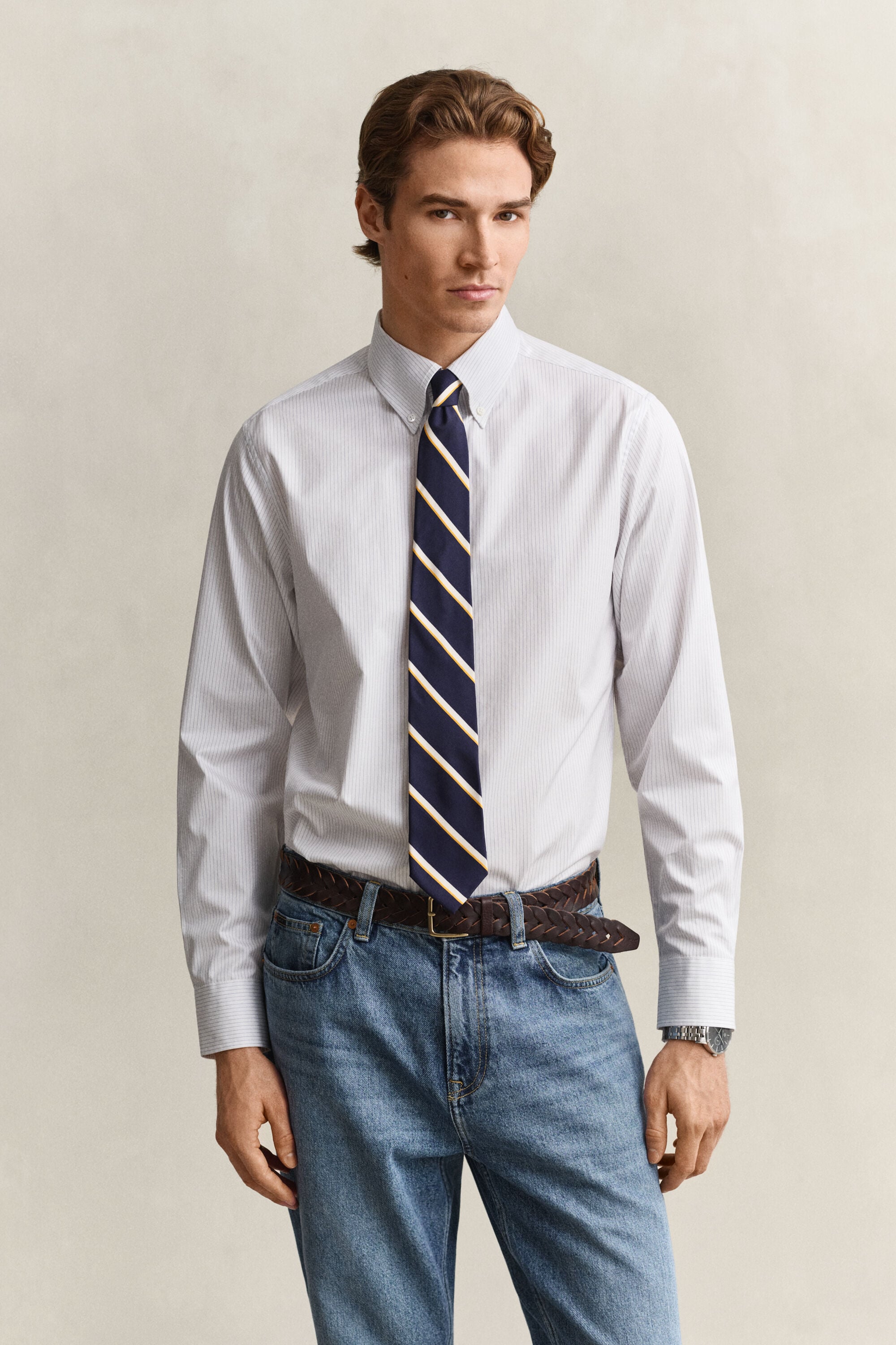 Chemise habillée en sergé à rayures