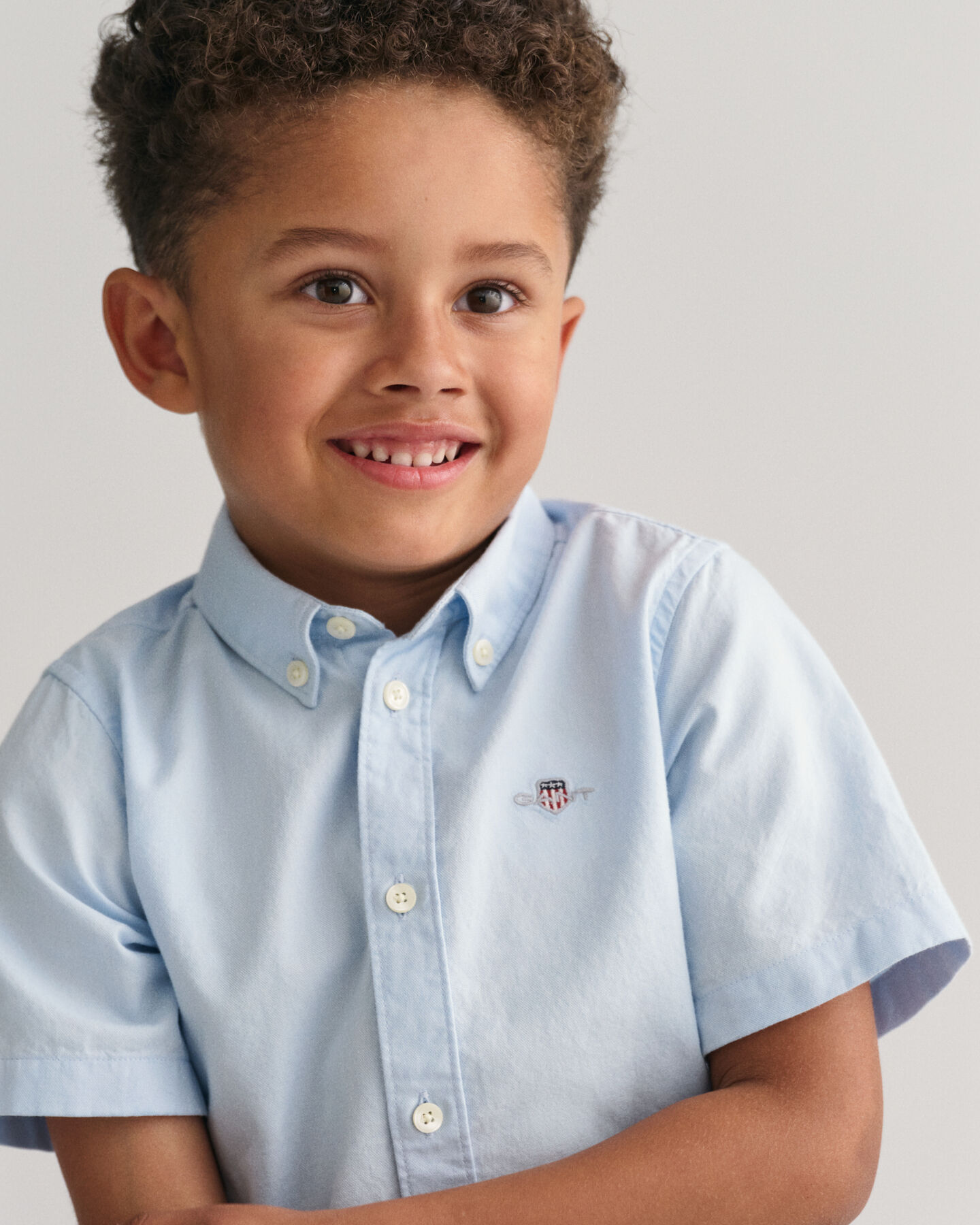Chemise en coton Oxford &agrave; manches courtes Kids
