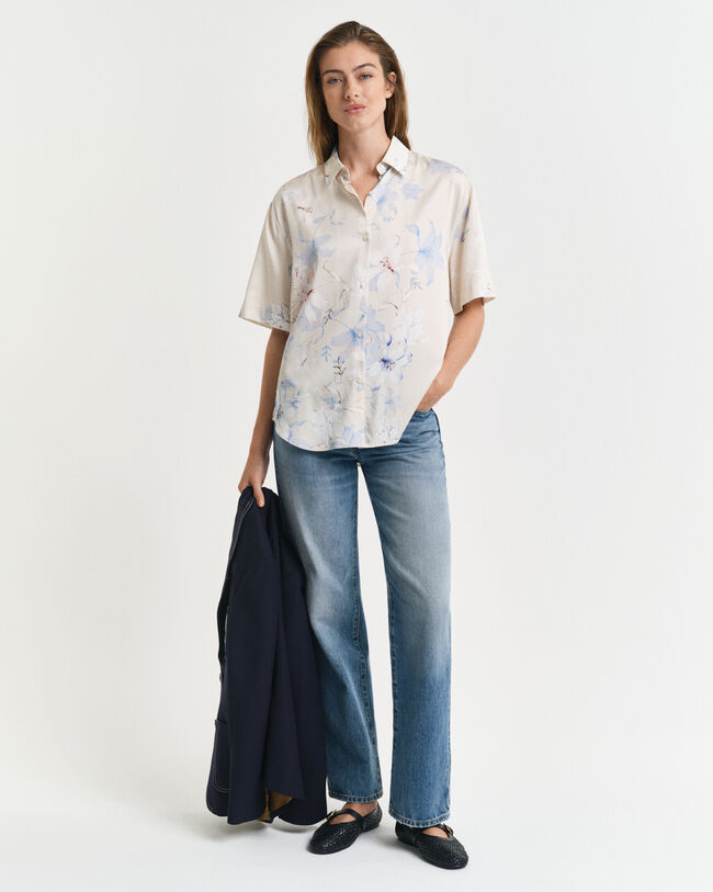 Chemise coupe regular à manches courtes avec imprimé floral