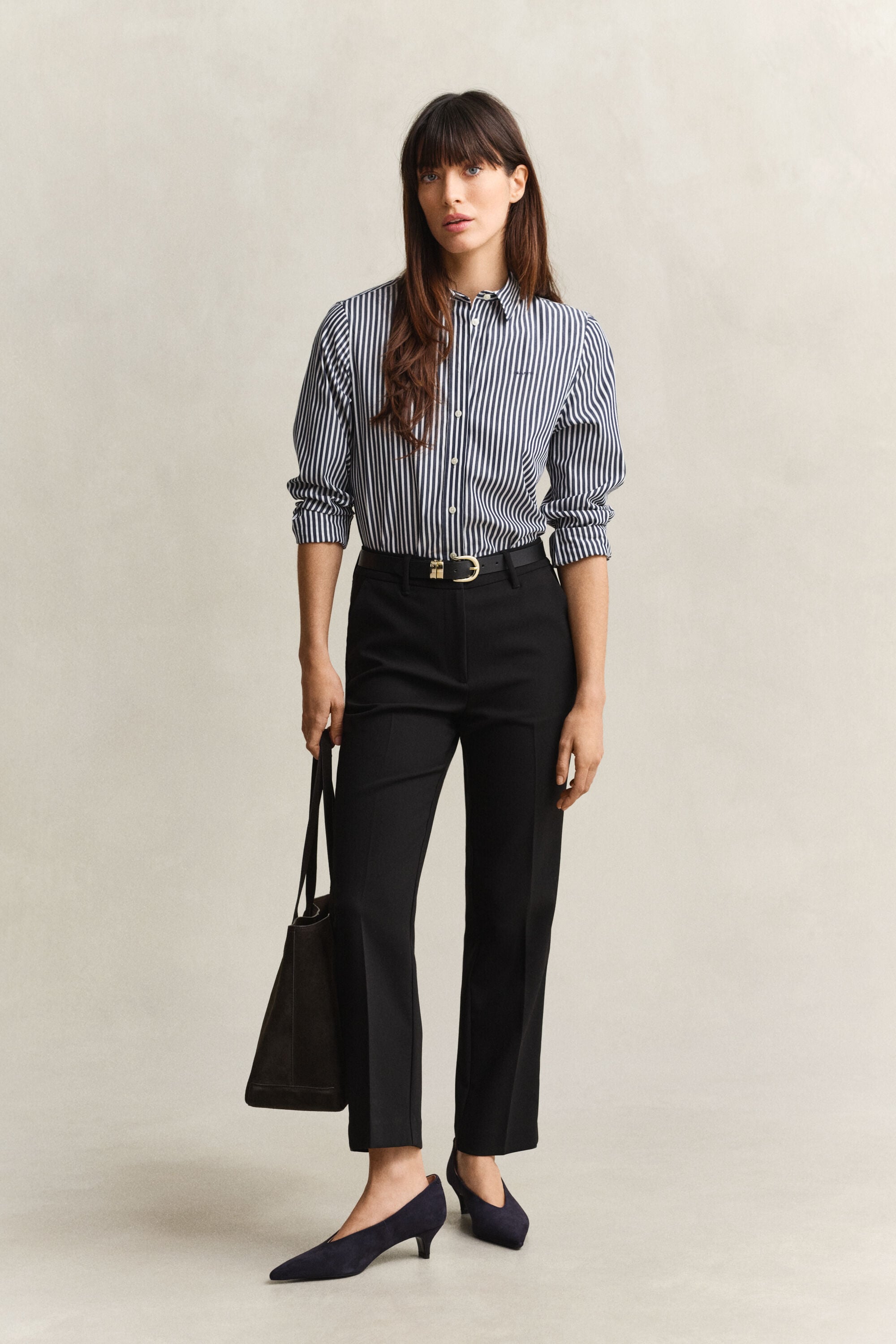 Chemise classique coupe regular en popeline à rayures