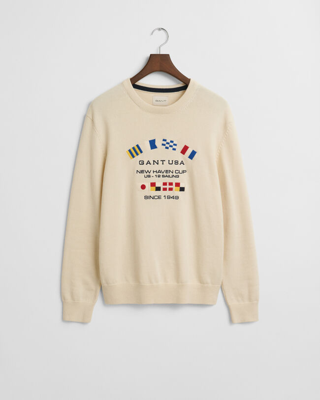 Pull col rond avec drapeaux maritimes