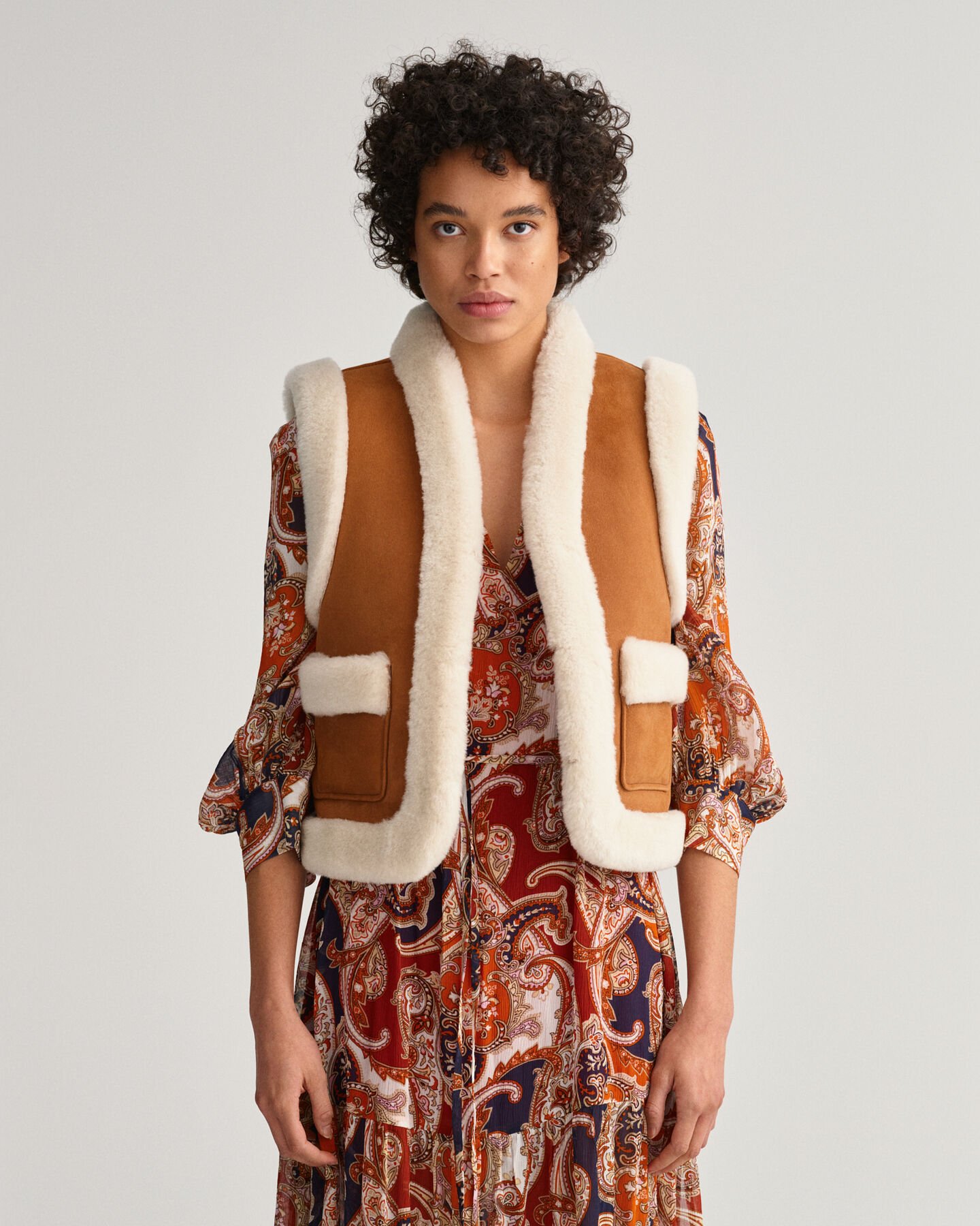 Veste sans manches en peau lainée