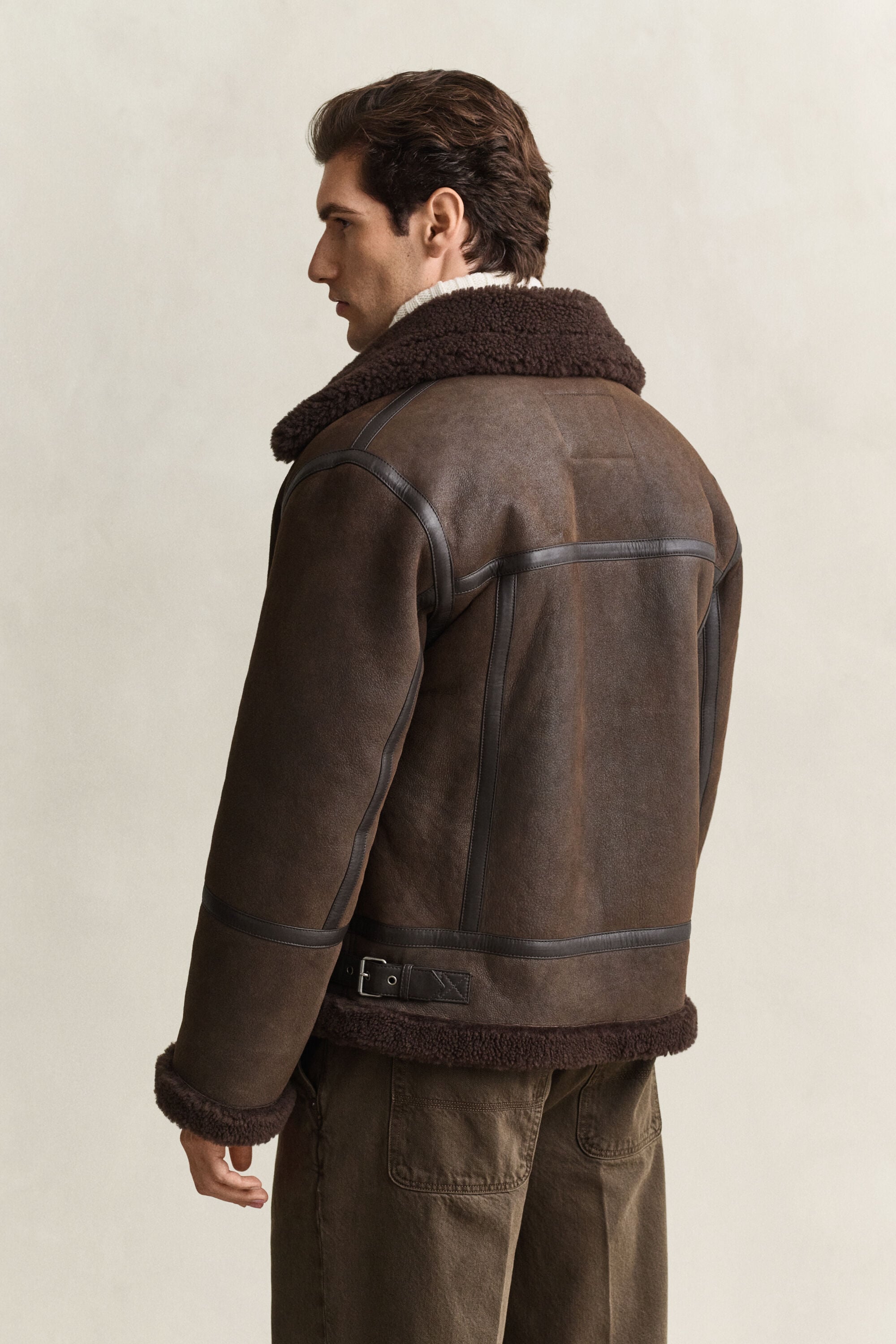 Veste en peau lainée