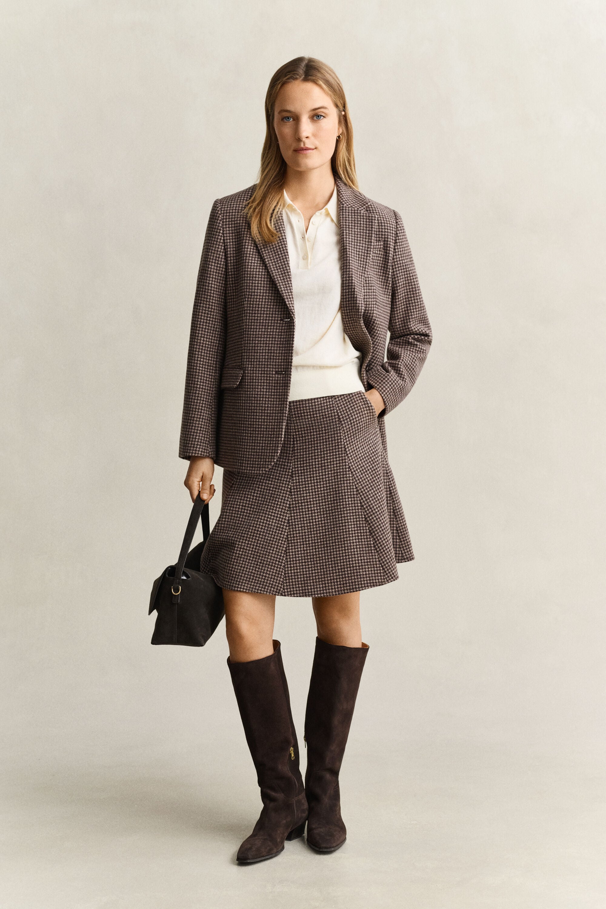 Veste blazer à motif pied-de-poule