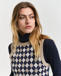 Pull sans manches ras du cou à motif argyle
