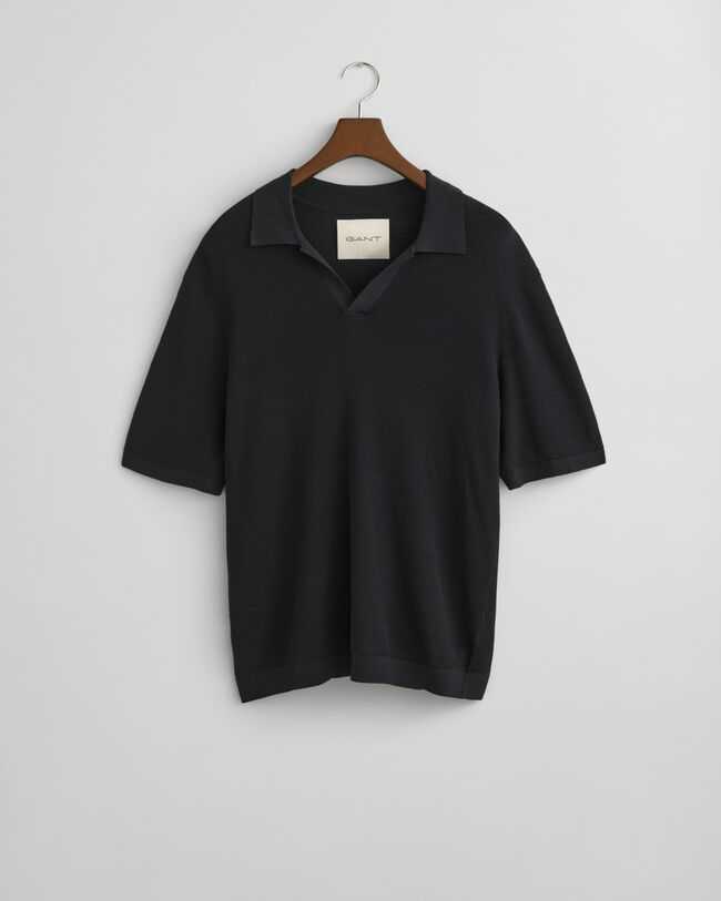 Pull fa&ccedil;on polo &agrave; maille ouverte