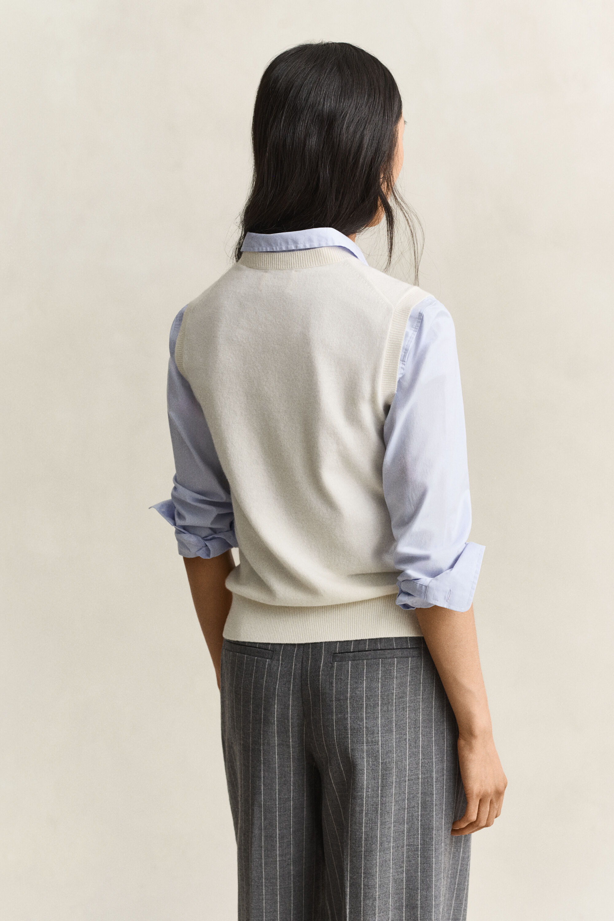 Pull sans manches en laine tricotée