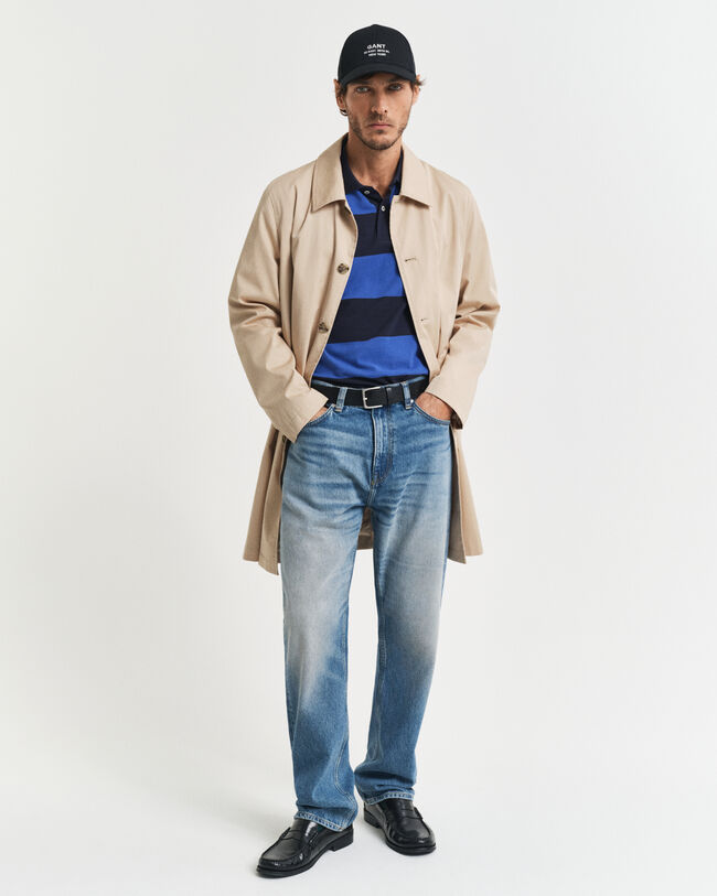 Polo en coton piqué à rayures en colour-block