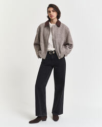 Haut en maille torsadée à manches courtes bouffantes