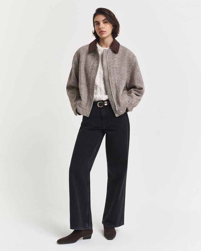 Haut en maille torsadée à manches courtes bouffantes