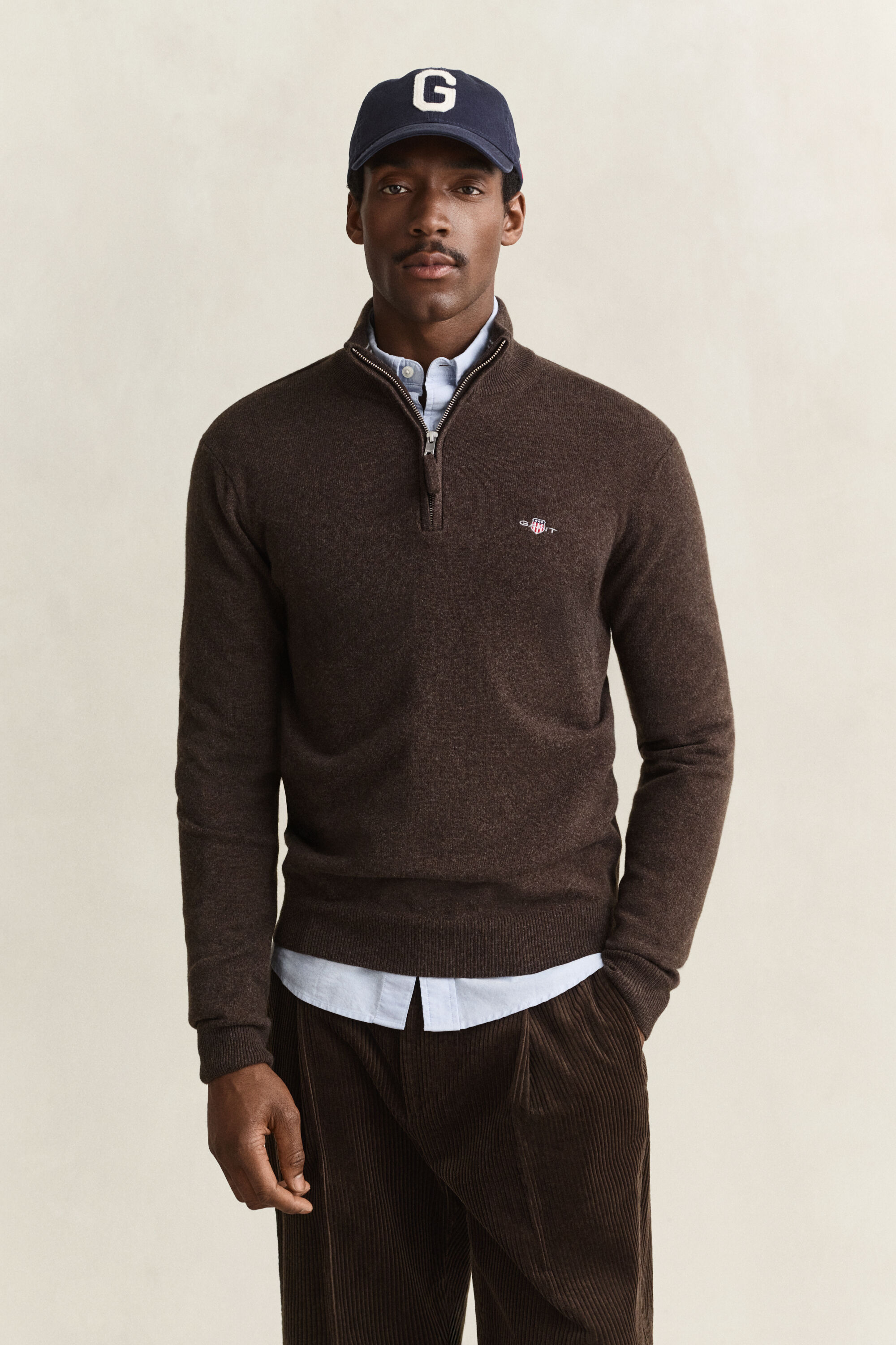 Pull à demi-zip en laine d’agneau