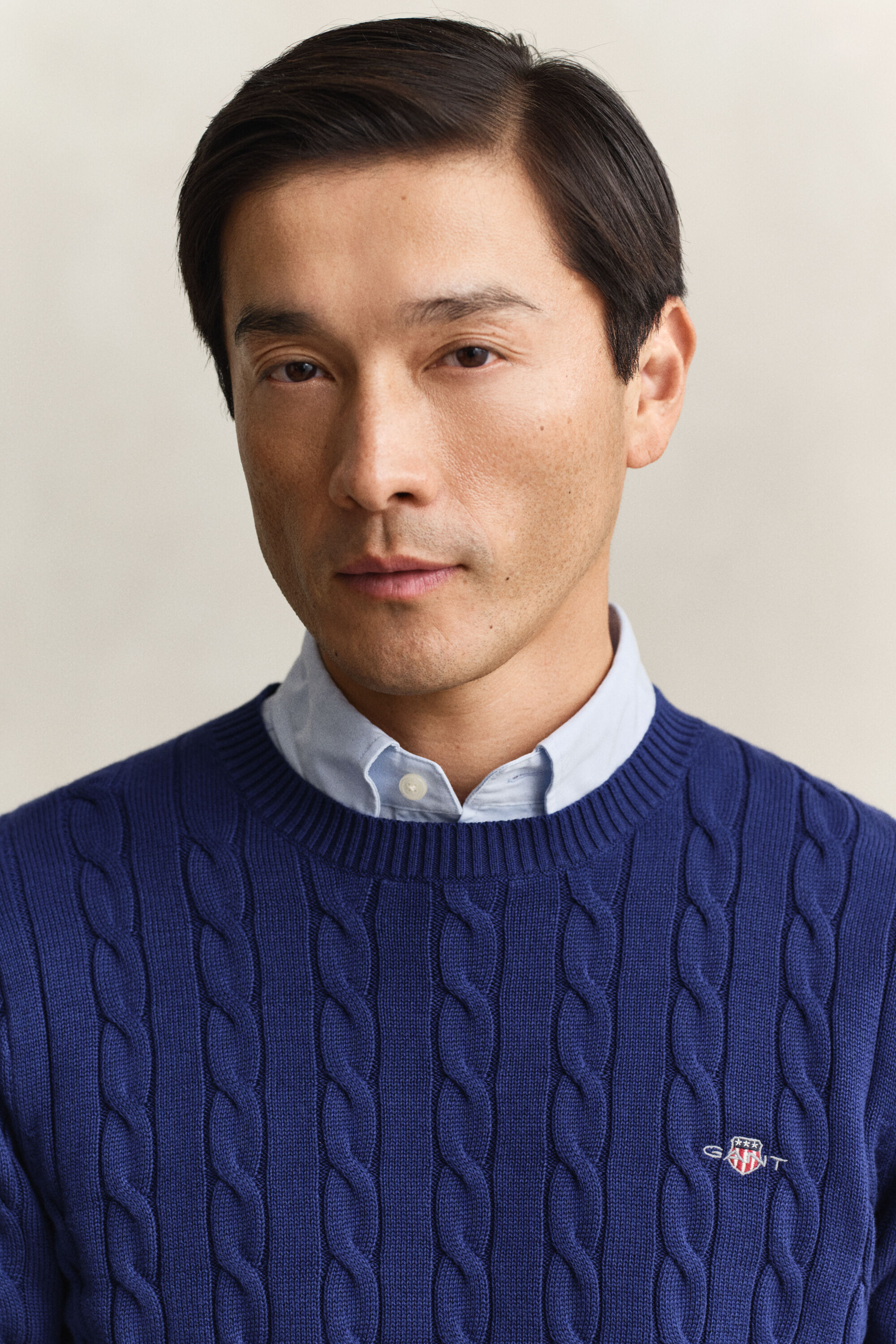 Pull col rond en maille de coton torsadée