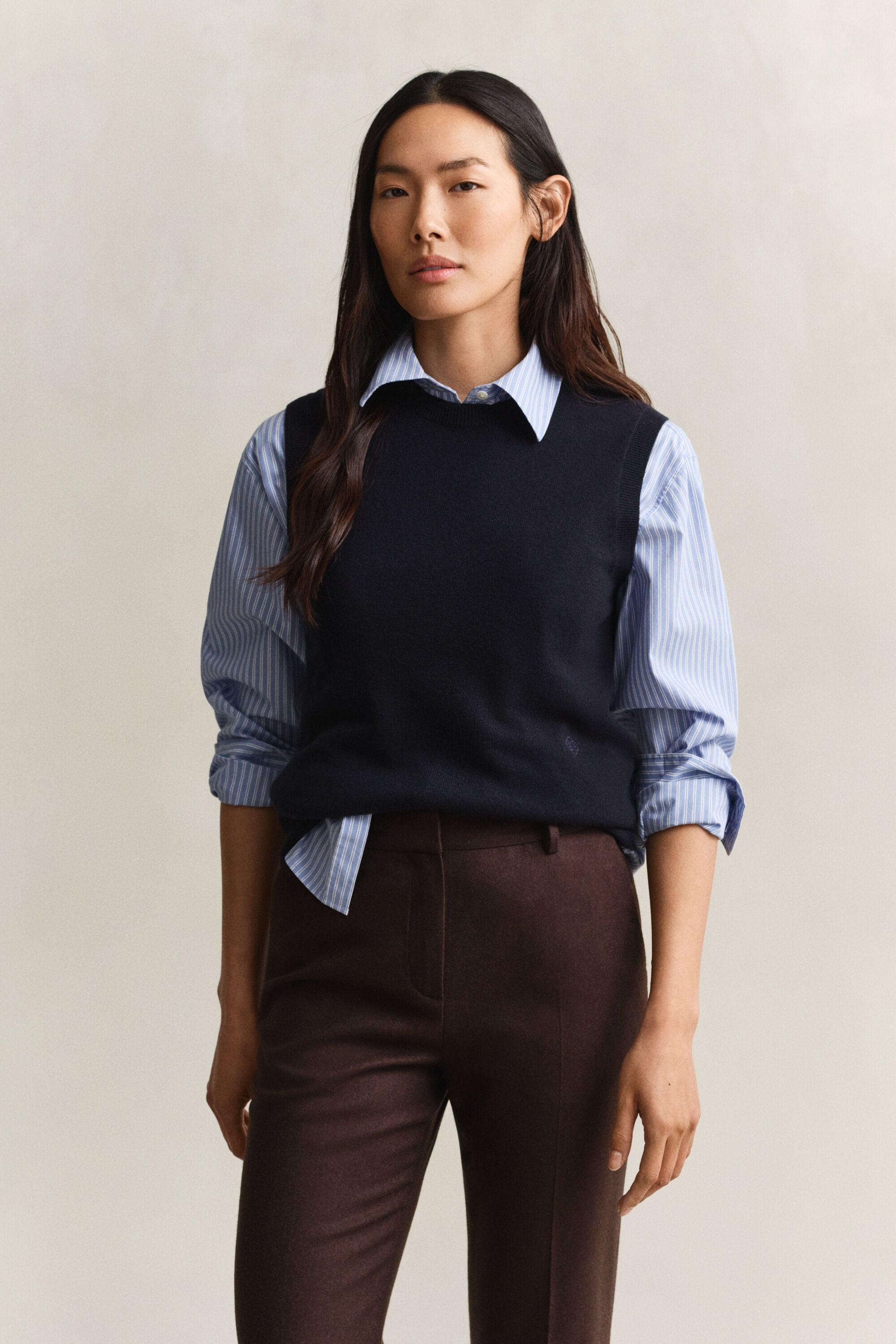 Pull sans manches en laine tricotée