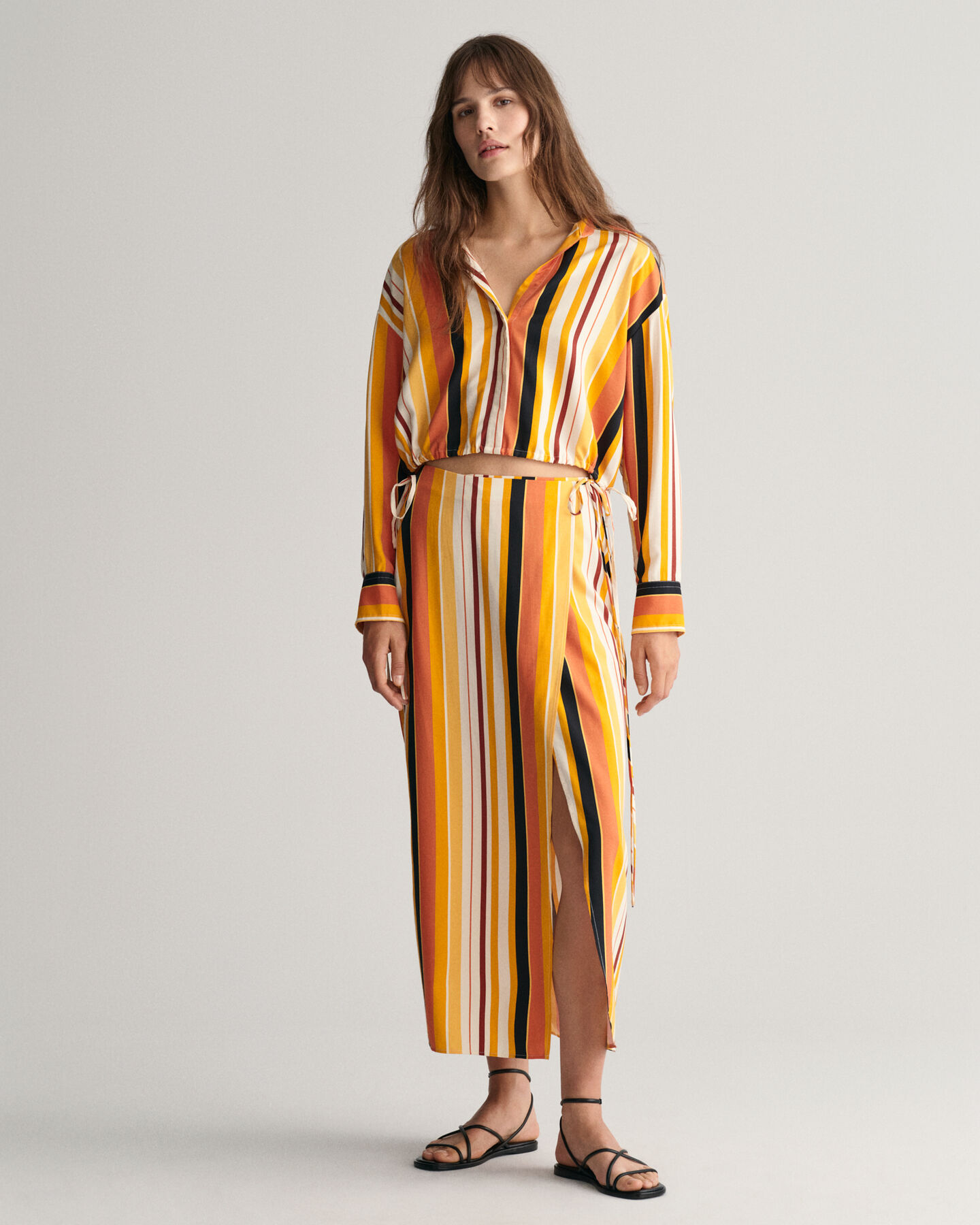 Jupe portefeuille &agrave; rayures