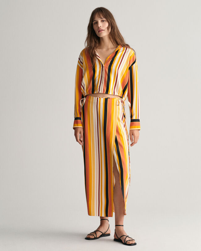 Jupe portefeuille &agrave; rayures