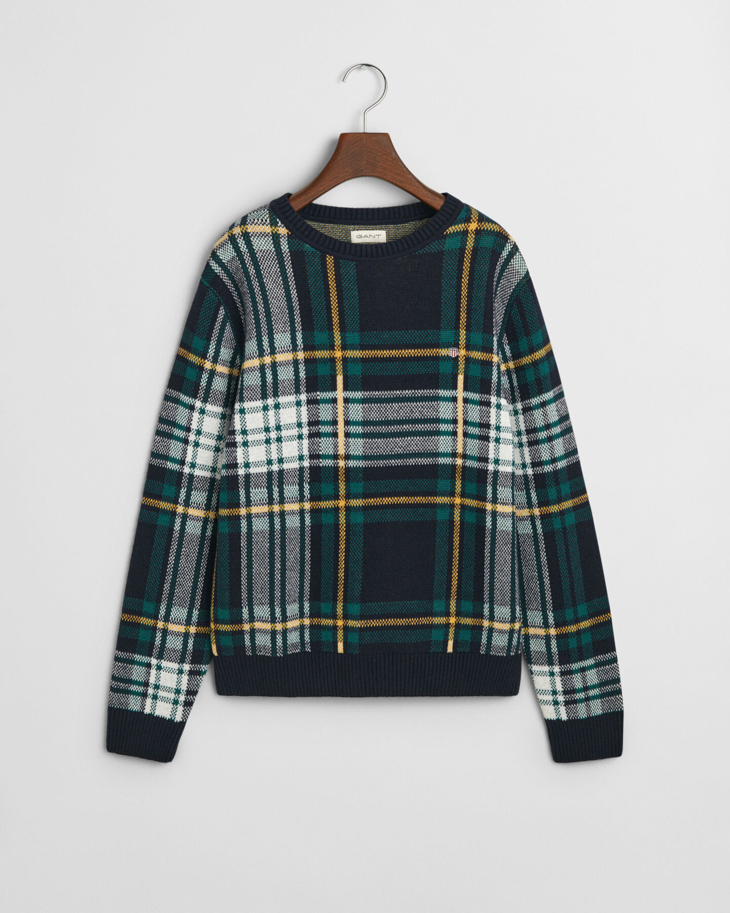 Pull ras du cou en maille &agrave; carreaux Teens