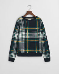 Pull ras du cou en maille &agrave; carreaux Teens