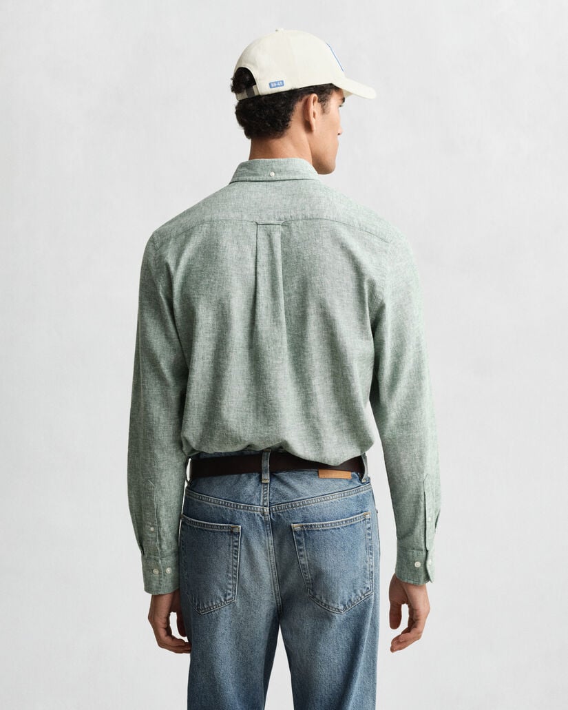 Chemise coupe regular en coton et lin