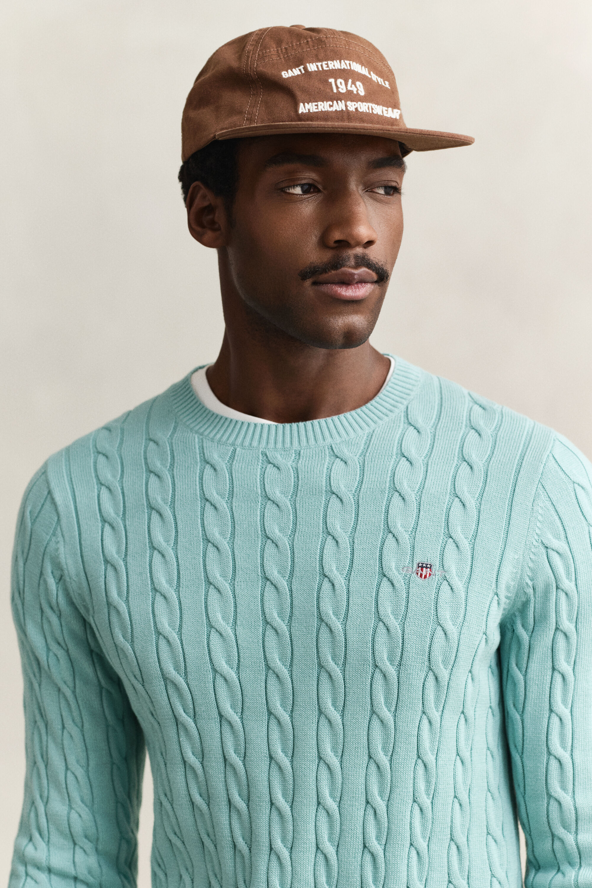 Pull col rond en maille de coton torsadée