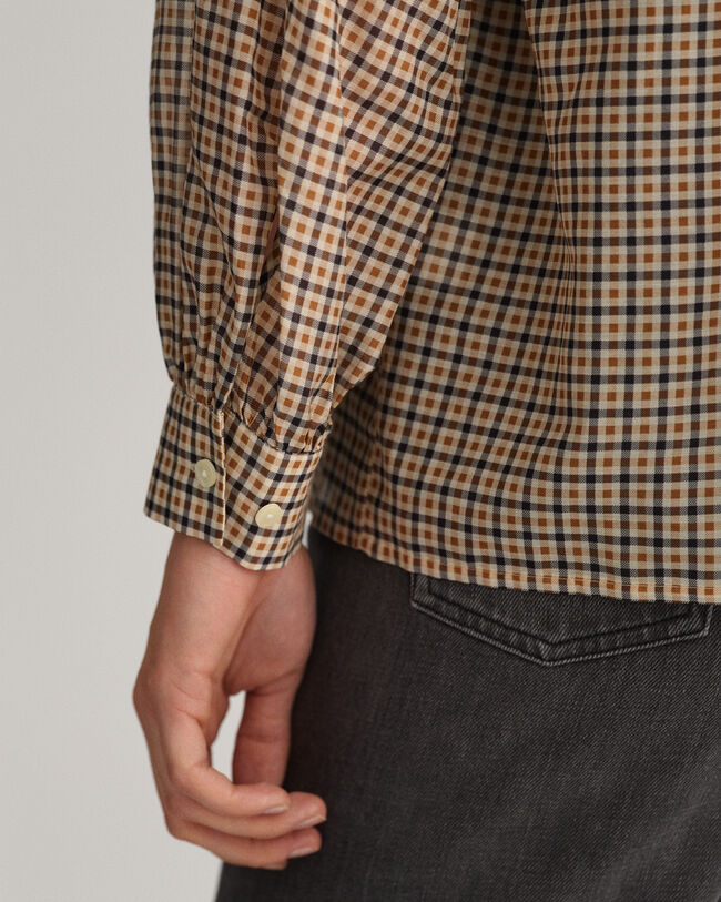 Chemisier en coton et soie &agrave; carreaux