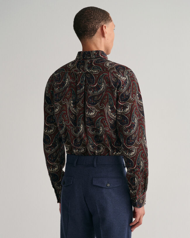 Chemise regular fit en velours c&ocirc;tel&eacute; Paisley