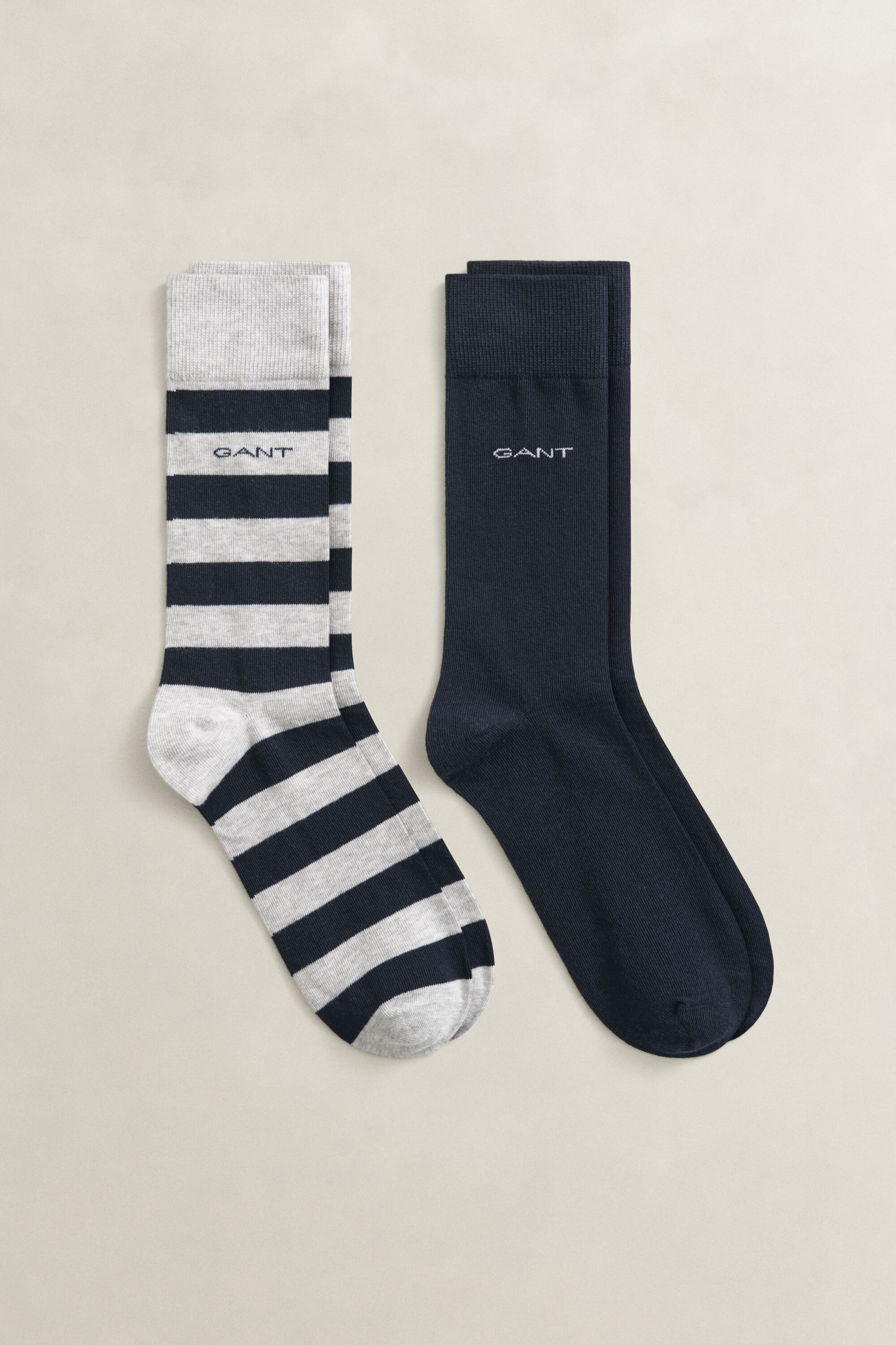 Lot de 2 paires de chaussettes unies et à larges rayures