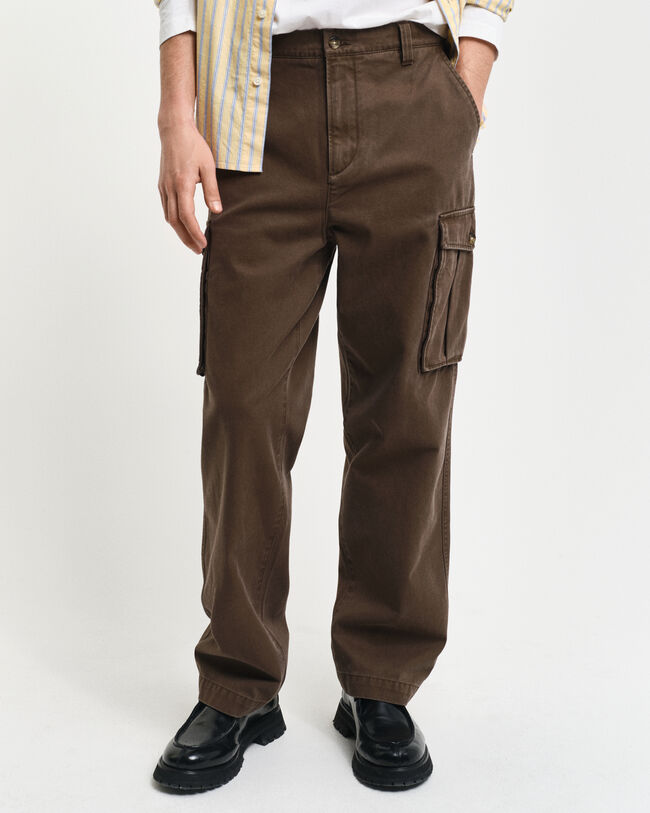 Pantalon cargo regular fit en sergé de coton