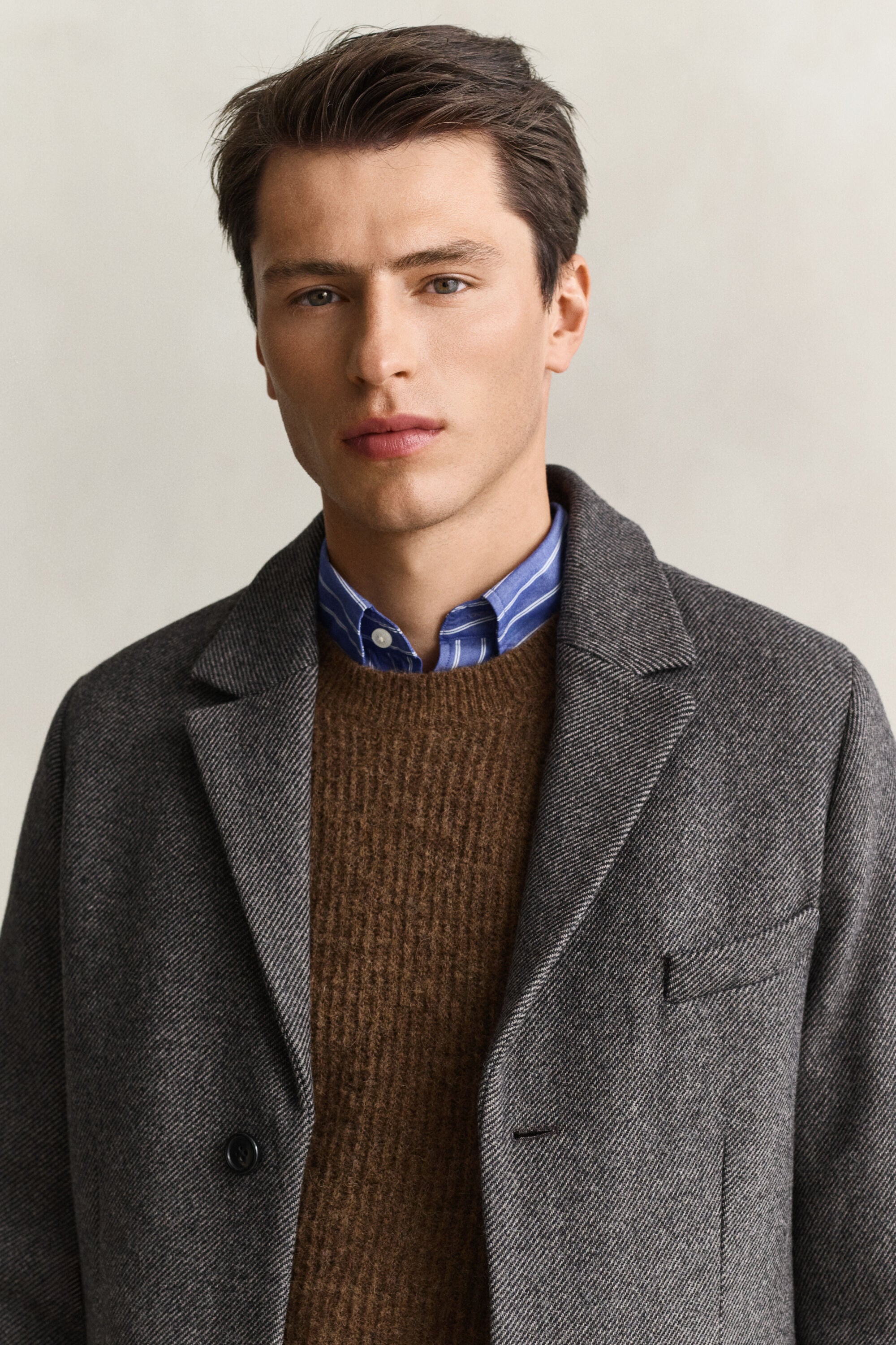 Manteau en laine bicolore