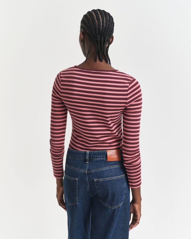 T-shirt à manches longues avec rayures et bords-côtes